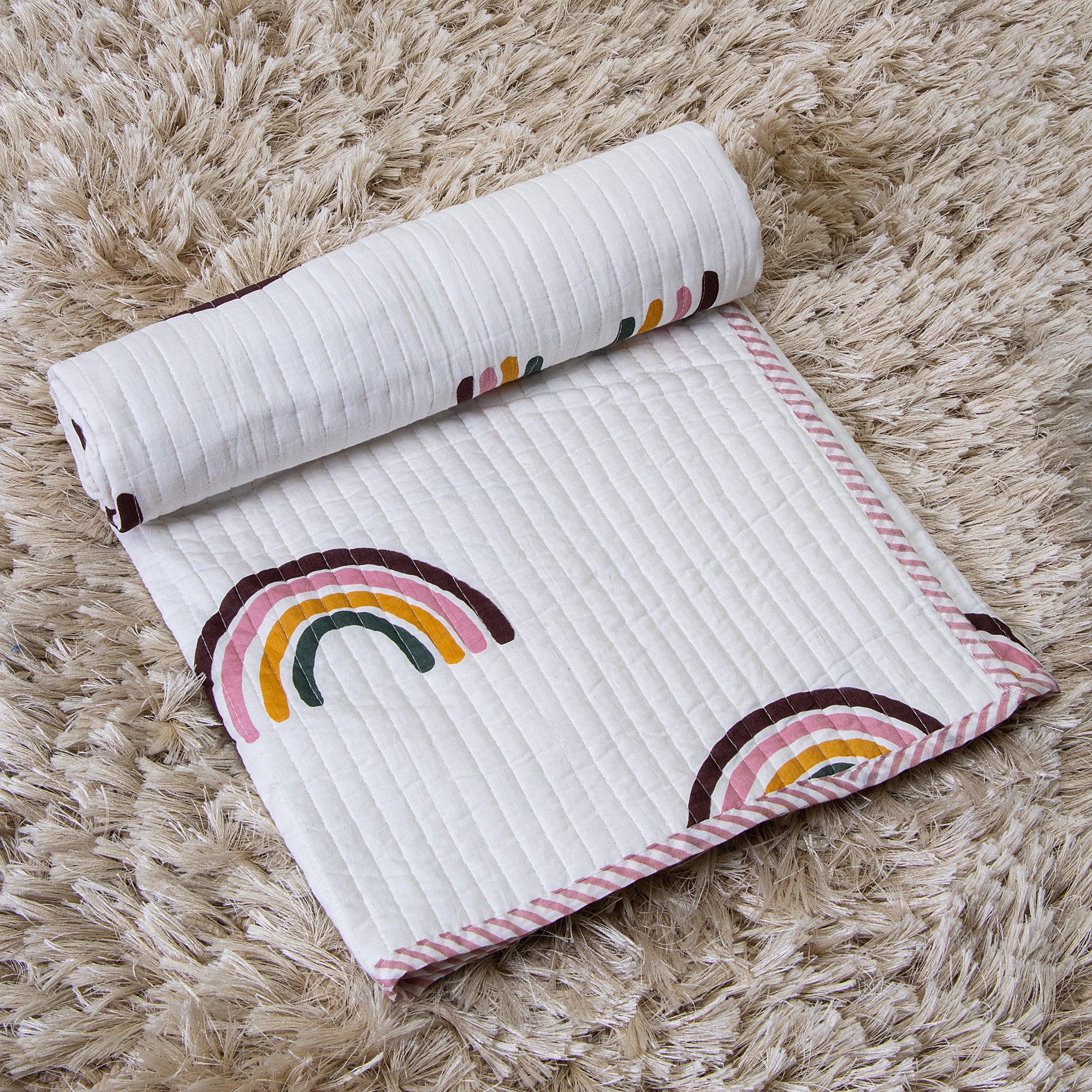 Softest Rainbow Organic Cotton Baby Quilt Blanket 134